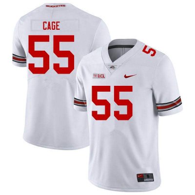 NCAA Ohio State Buckeyes Men's #55 Jerron Cage White Nike Football College Jersey IGC2545LW